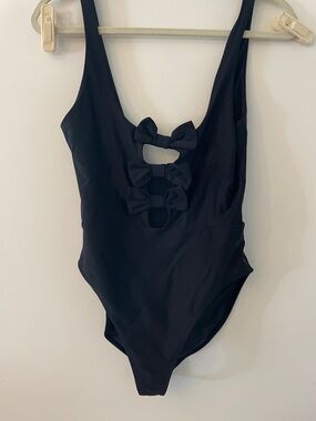 Rebecca Vallance Black One-Piece Swimsuit with Bow Cutouts